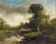 Willem Roelofs Landschap met beek oil painting artist
